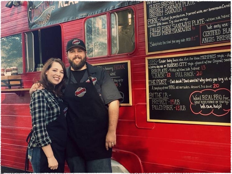 Porter and Kate in front of food truck